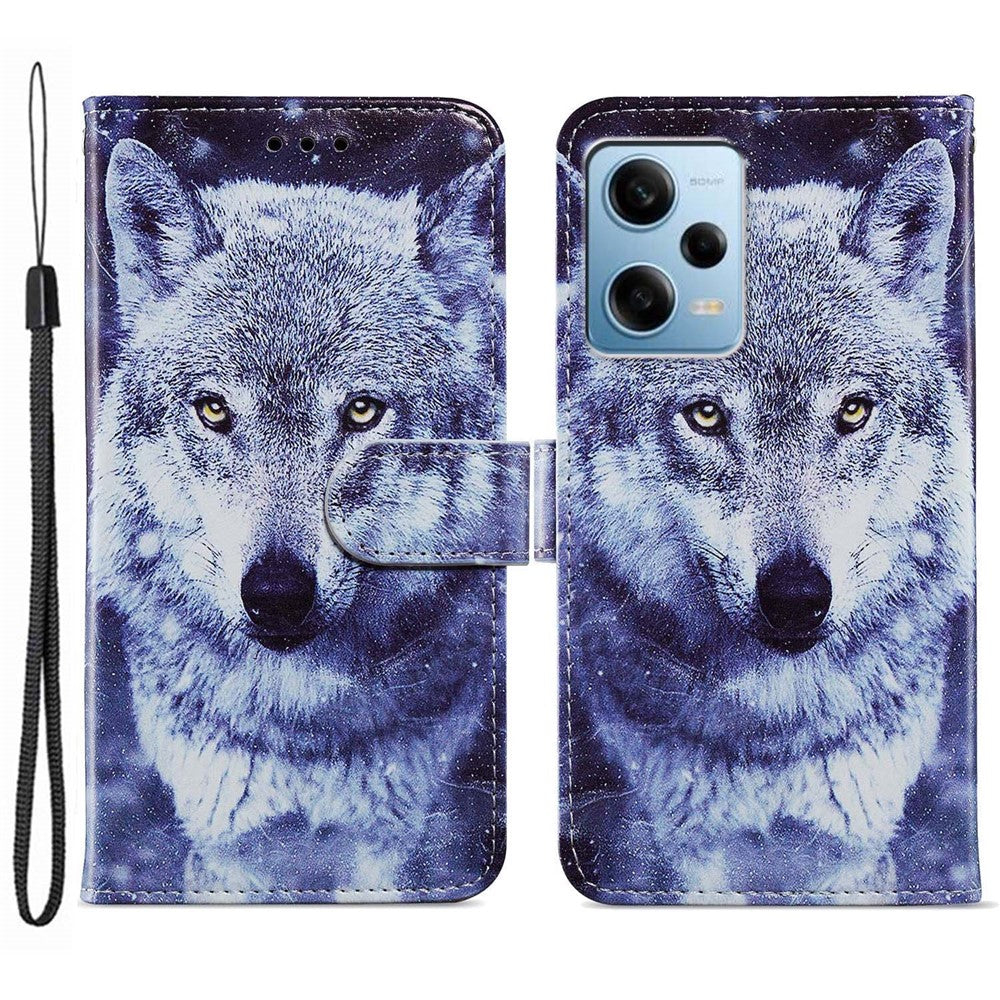 For Xiaomi Redmi Note 12 Pro 5G / Note 12 Pro Speed 5G / Poco X5 Pro 5G Pattern Printing Phone Leather Case Stand Phone Wallet Cover with Strap