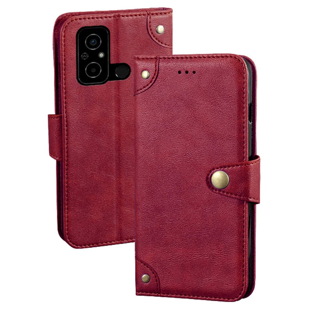 IDEWEI Magnetic Closure Phone Cover for Xiaomi Poco C55 4G , PU Leather Wallet Cell Phone Stand Case