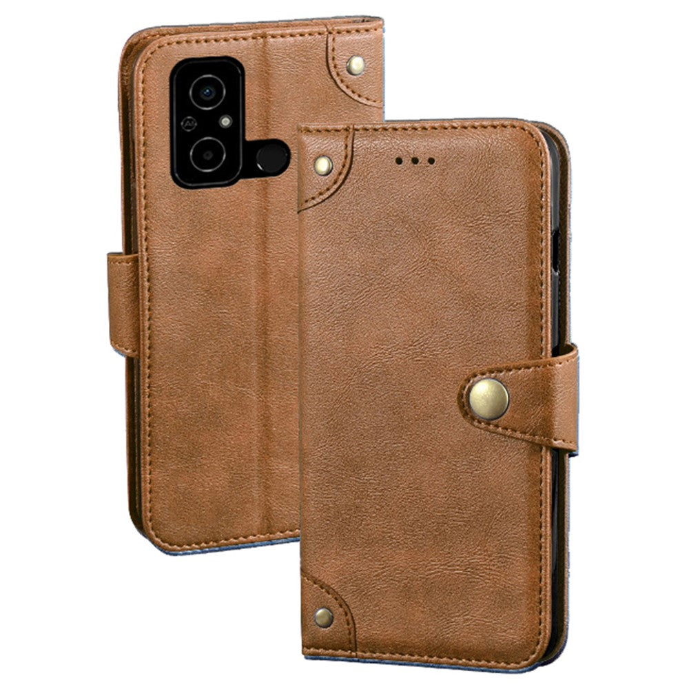 IDEWEI Magnetic Closure Phone Cover for Xiaomi Poco C55 4G , PU Leather Wallet Cell Phone Stand Case