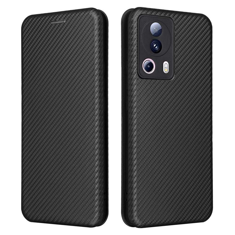 For Xiaomi 13 Lite / Civi 2 5G Phone Case PU Leather Carbon Fiber Texture Stand Card Slot Cover
