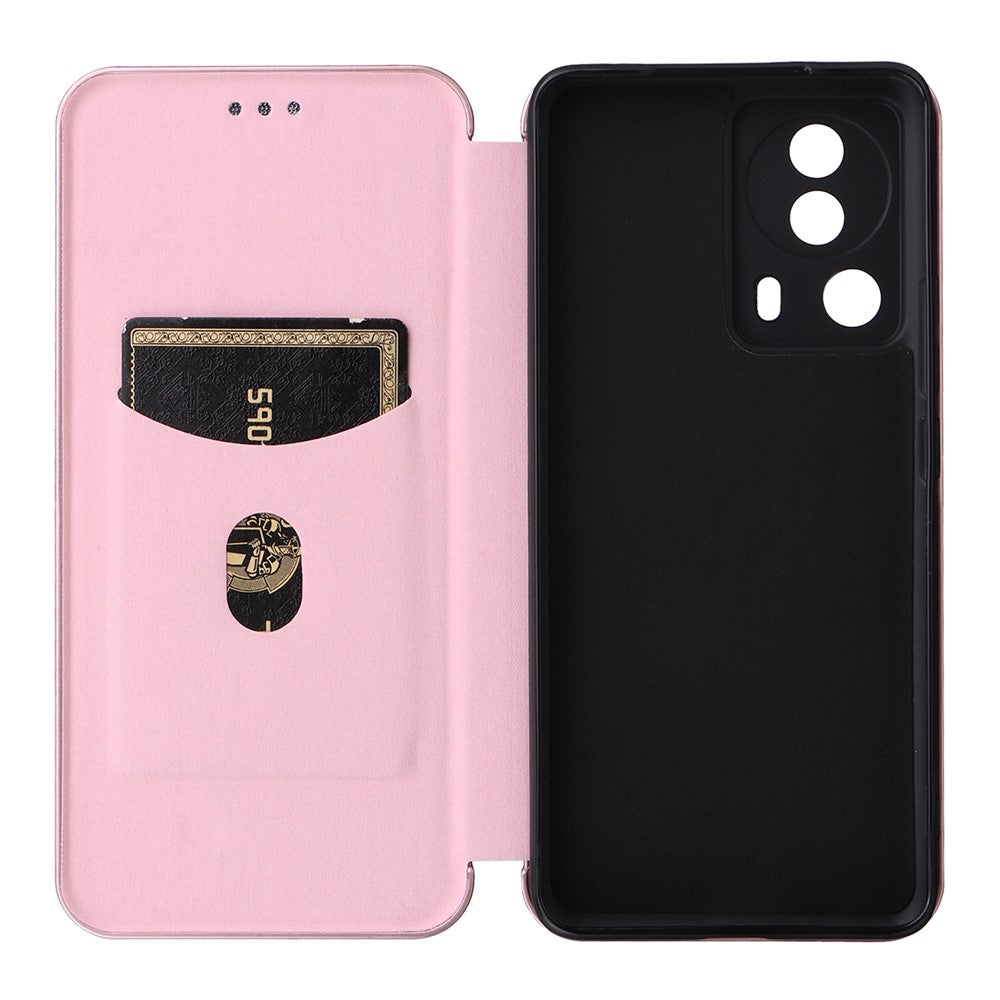 For Xiaomi 13 Lite / Civi 2 5G Phone Case PU Leather Carbon Fiber Texture Stand Card Slot Cover