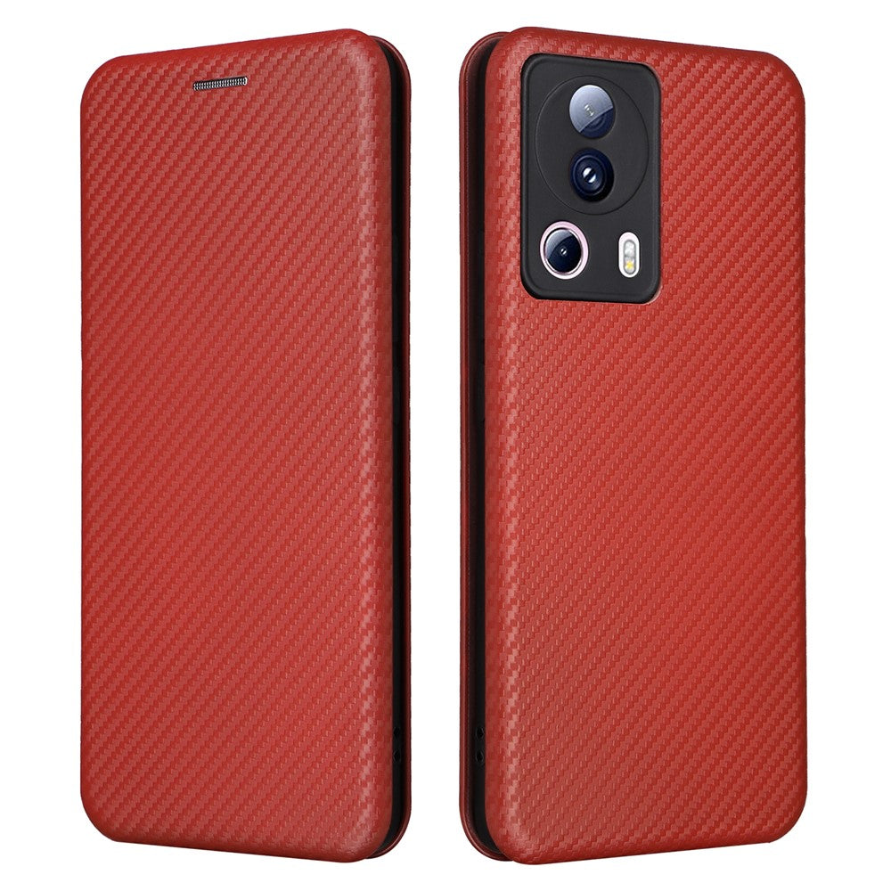 For Xiaomi 13 Lite / Civi 2 5G Phone Case PU Leather Carbon Fiber Texture Stand Card Slot Cover