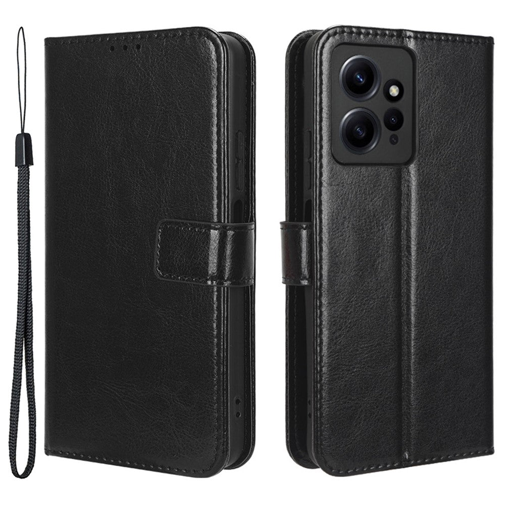 For Xiaomi Redmi Note 12 4G Wallet Stand PU Leather Case Crazy Horse Texture Cell Phone Cover