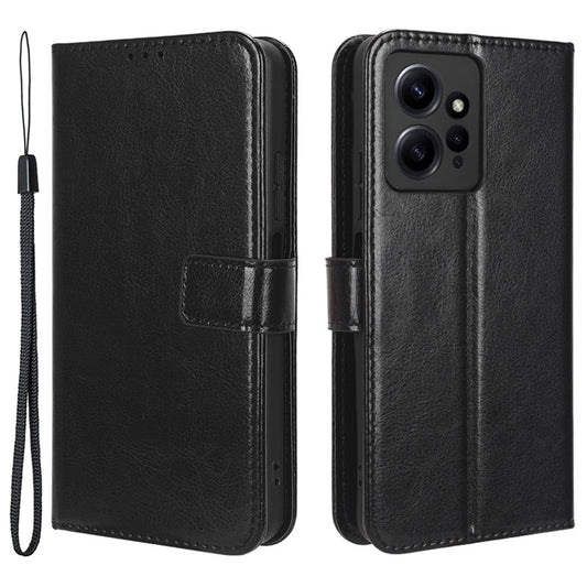 Xiaomi Redmi Note 12 4G Handyhülle – Brieftaschenständer aus PU-Leder mit Crazy Horse-Textur, Handy-Abdeckung