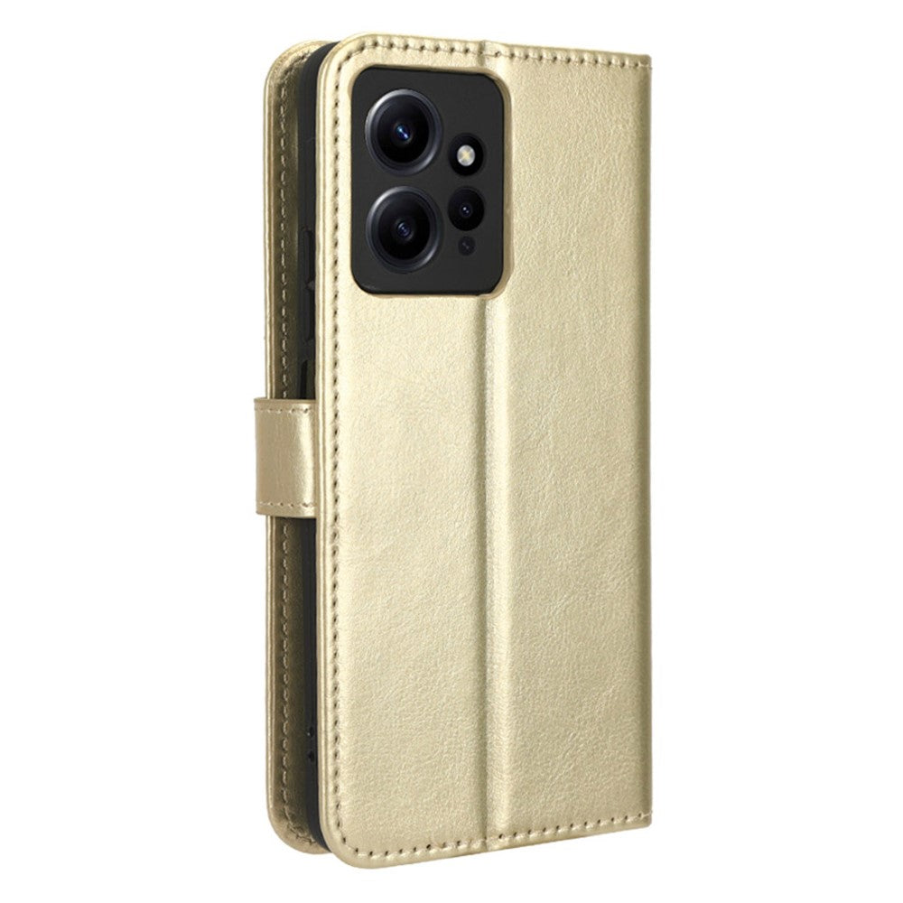For Xiaomi Redmi Note 12 4G Wallet Stand PU Leather Case Crazy Horse Texture Cell Phone Cover