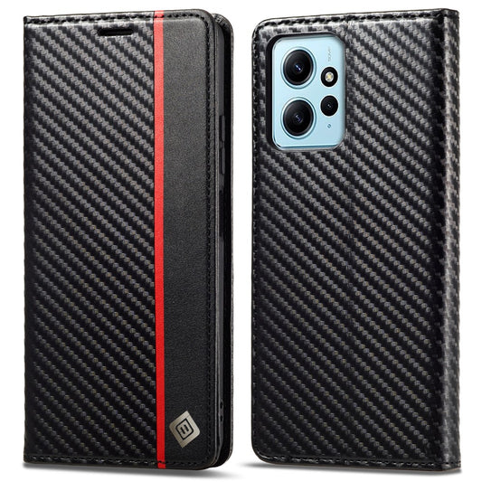 Xiaomi Redmi Note 12 4G Handyhülle – LC.IMEEKE Leder- mit Karbonfaser-Textur, mit Ständer