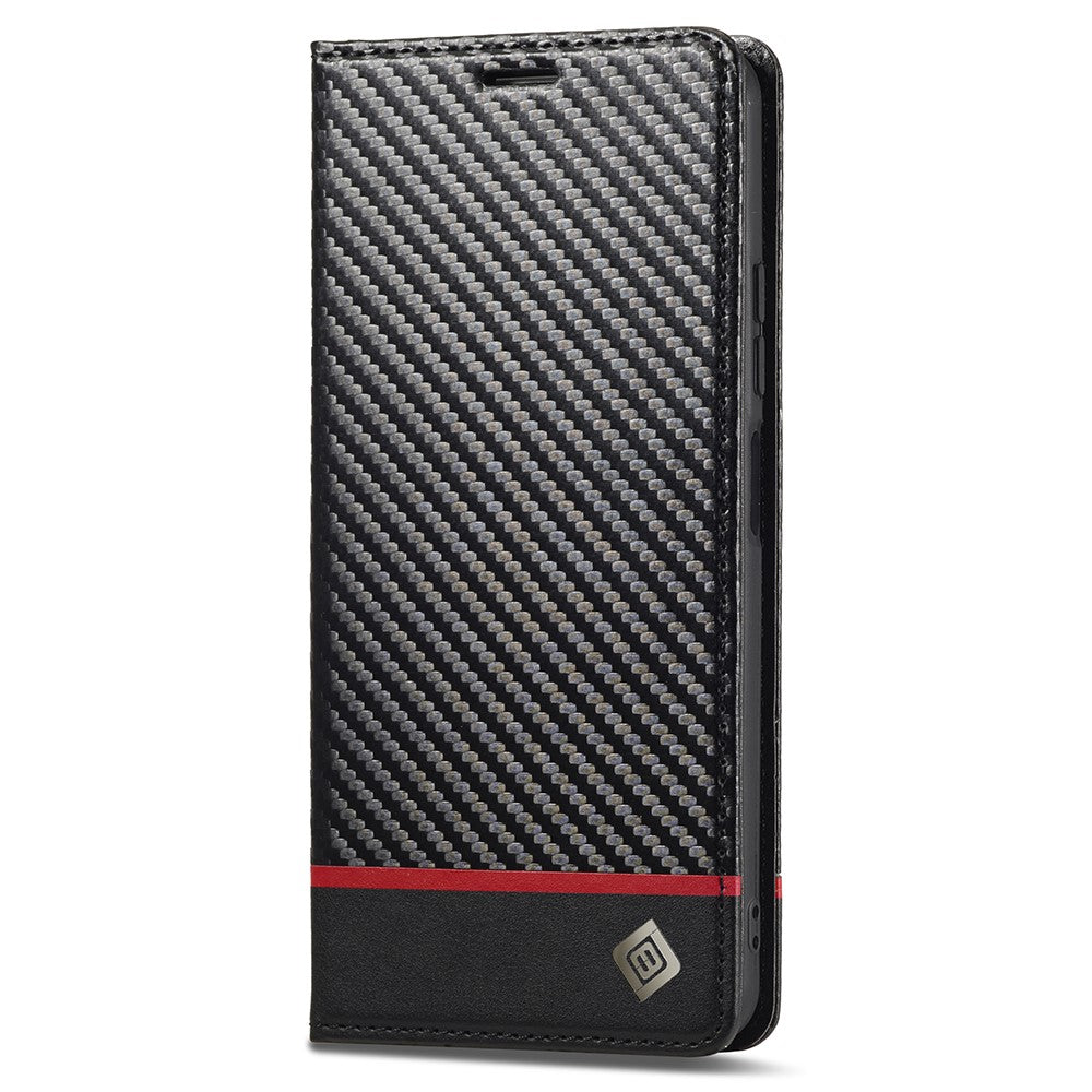 LC.IMEEKE For Xiaomi Redmi Note 12 4G Leather Phone Case Carbon Fiber Texture Phone Wallet Stand Cover