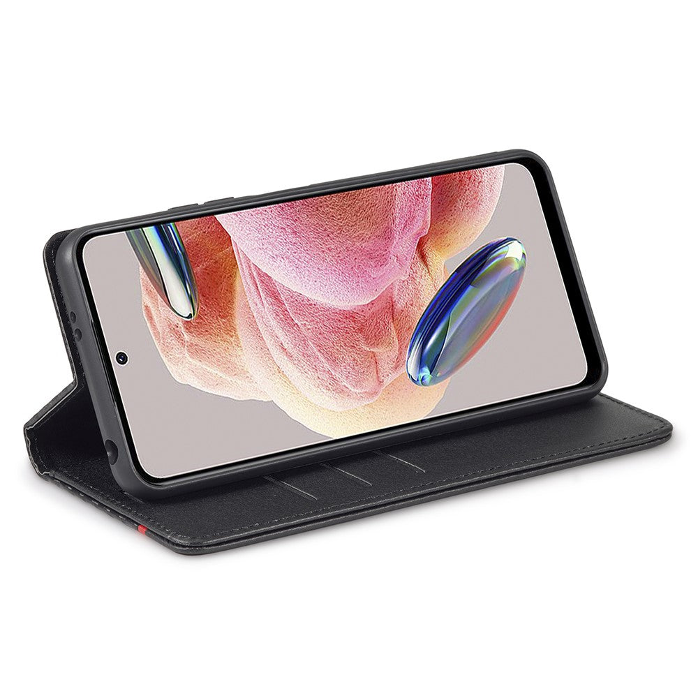 LC.IMEEKE For Xiaomi Redmi Note 12 4G Leather Phone Case Carbon Fiber Texture Phone Wallet Stand Cover