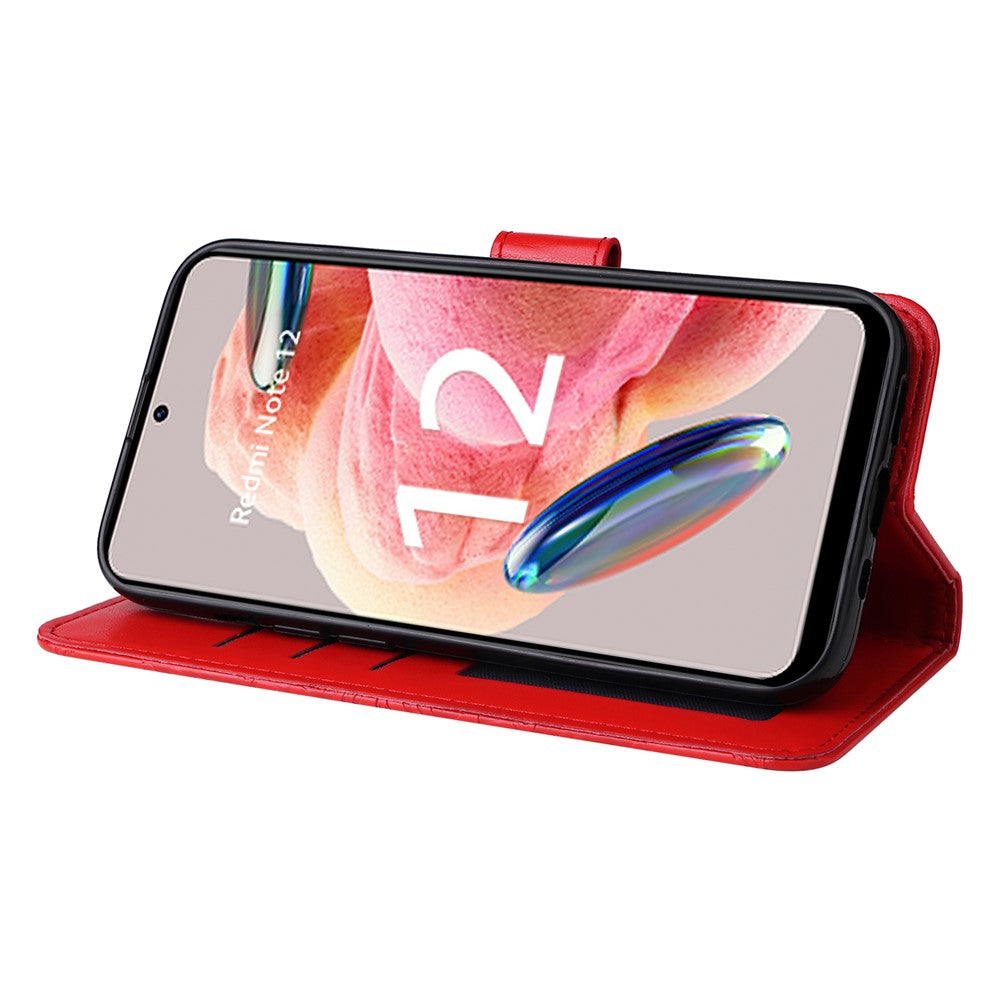 For Xiaomi Redmi Note 12 4G Phone Wallet Case PU Leather Sunflower Imprinted Stand Cover with Strap