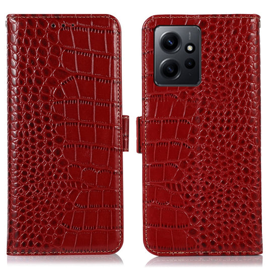 Xiaomi Redmi Note 12 4G Handyhülle – RFID-blockierende Brieftaschen- aus echtem Rindsleder mit Standfunktion