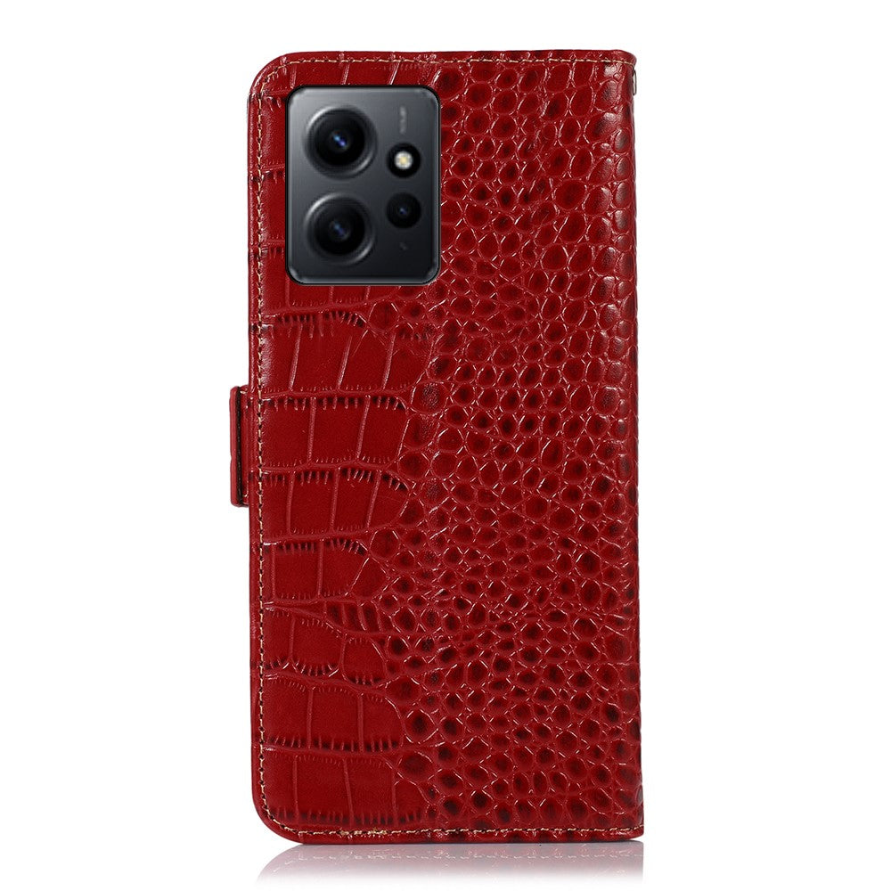 For Xiaomi Redmi Note 12 4G RFID Blocking Wallet Case Genuine Cowhide Leather Stand Phone Cover