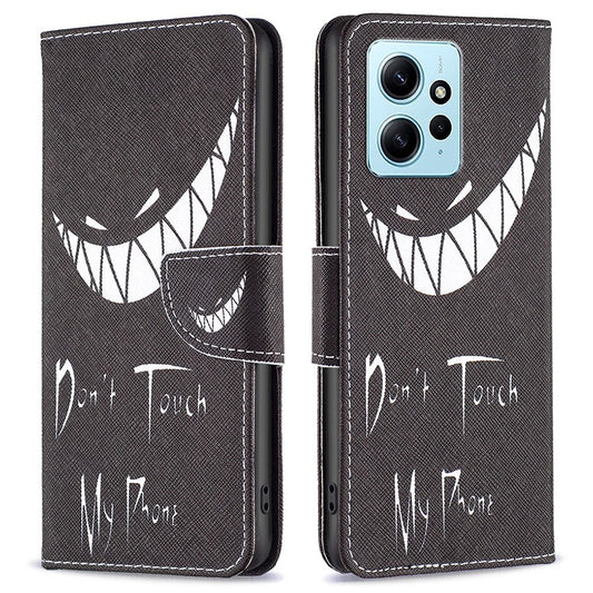 Xiaomi Redmi Note 12 4G Handyhülle – Fallschutz-Musterdruck- aus PU-Leder mit Standfunktion