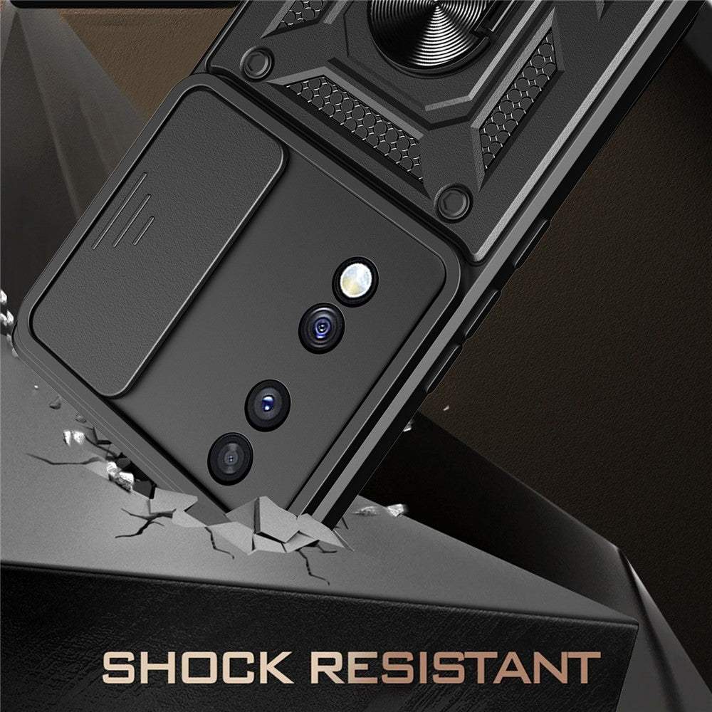 For Honor 70 5G Phone Kickstand Case Slide Camera Lens Protection PC+TPU Cover