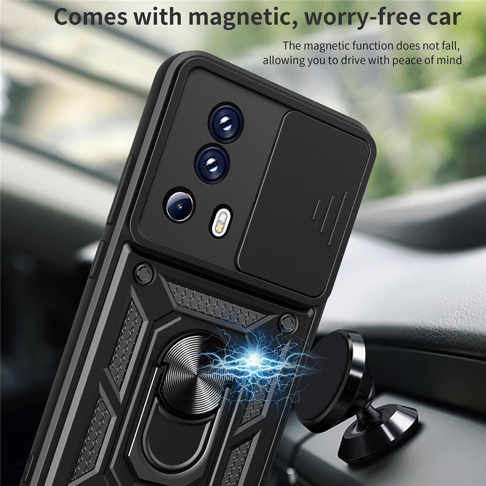 For Xiaomi 13 Lite / Civi 2 5G Kickstand PC+TPU Phone Case Slide Camera Lens Protection Phone Cover