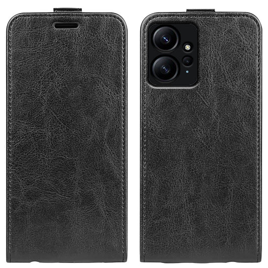 Xiaomi Redmi Note 12 4G Handyhülle – Vertikale Flip- mit Crazy Horse-Textur, Kartenhalter, PU-Leder