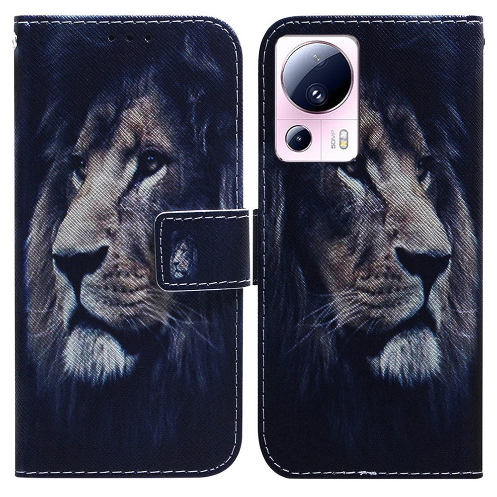 For Xiaomi 13 Lite / Civi 2 5G PU Leather Cover Wallet Stand Pattern Printing Phone Case Shell