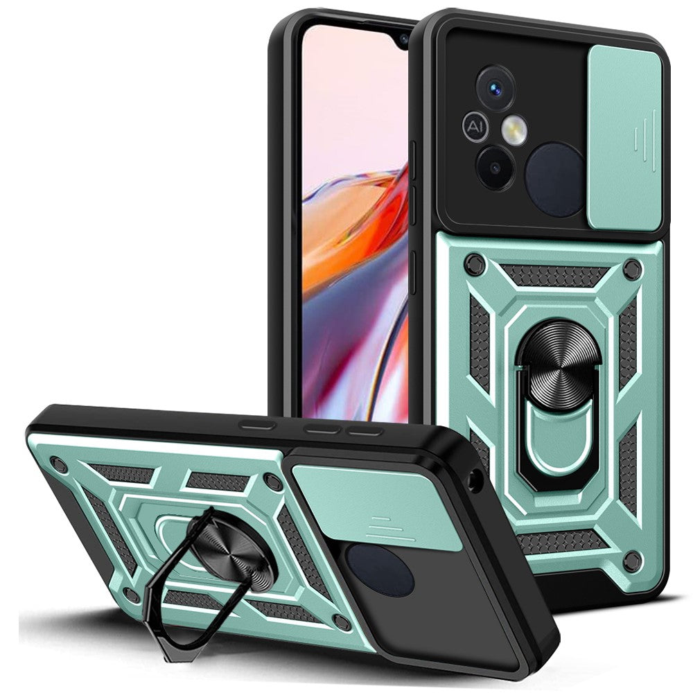 For Xiaomi Redmi 12C 4G Kickstand Phone Case PC+TPU Cover with Slide Camera Lid