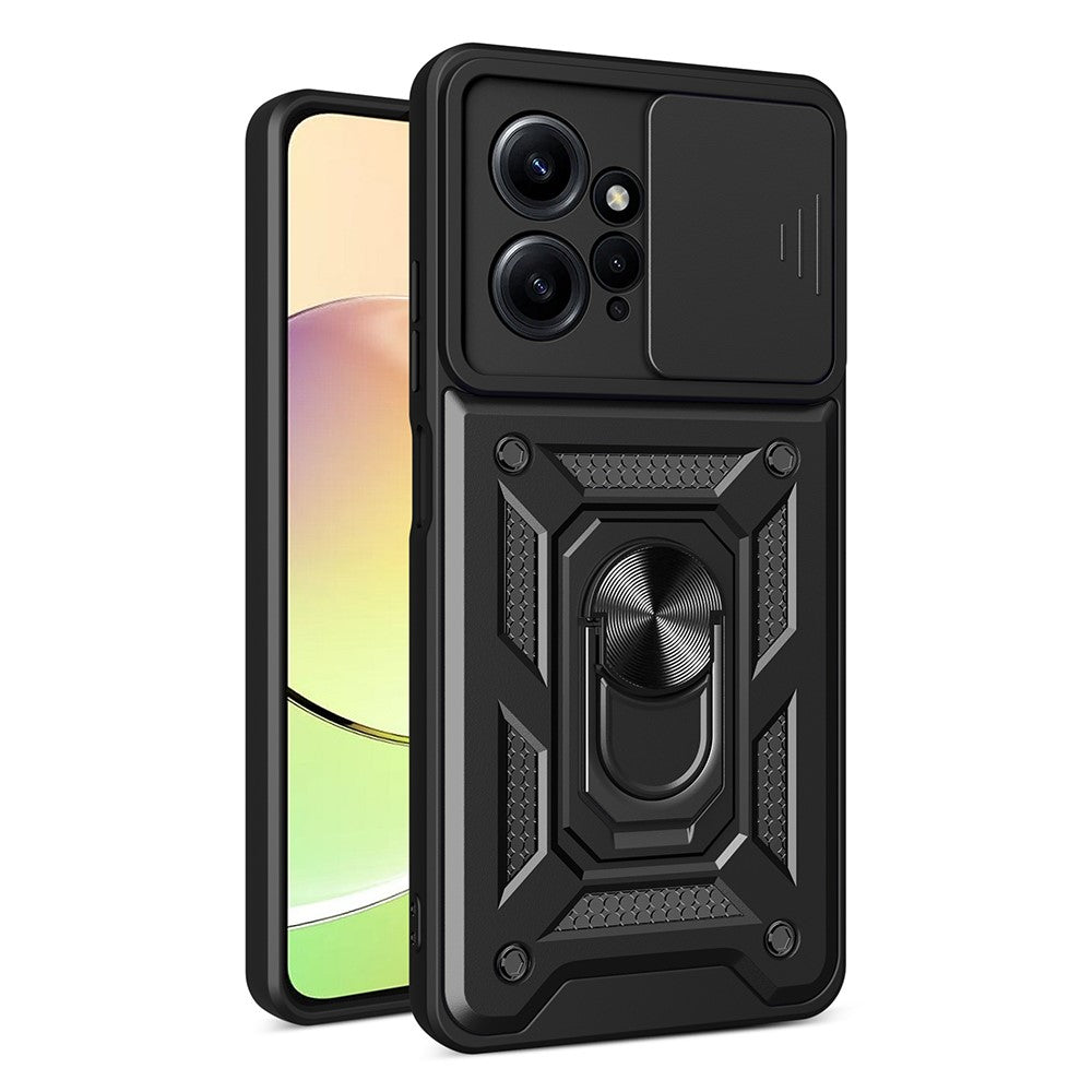For Xiaomi Redmi Note 12 4G Kickstand Phone Case Slide Lens Protection PC+TPU Cover