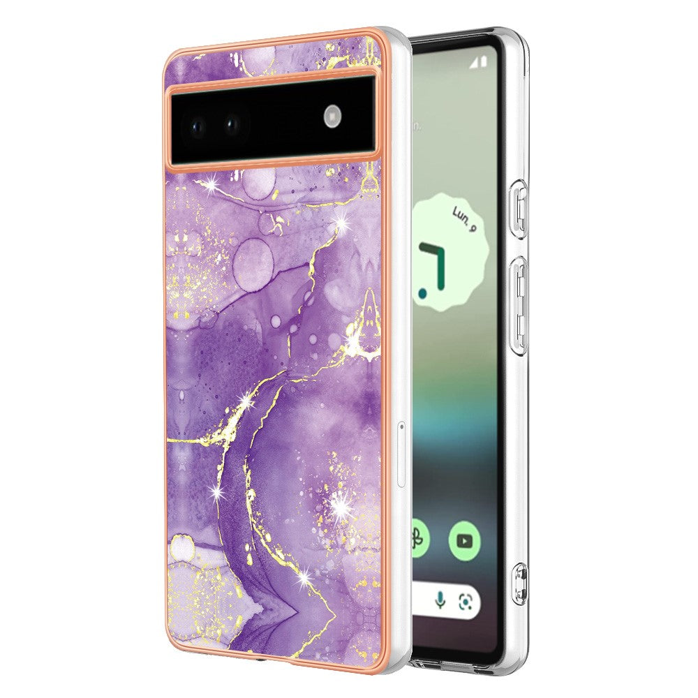 Pixel 6a Schutzhülle – Mit Marmormuster 2,0 mm Galvanik-Rückseite