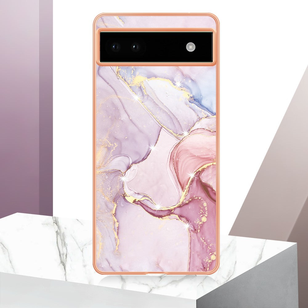 Pixel 6a Schutzhülle – Mit Marmormuster 2,0 mm Galvanik-Rückseite