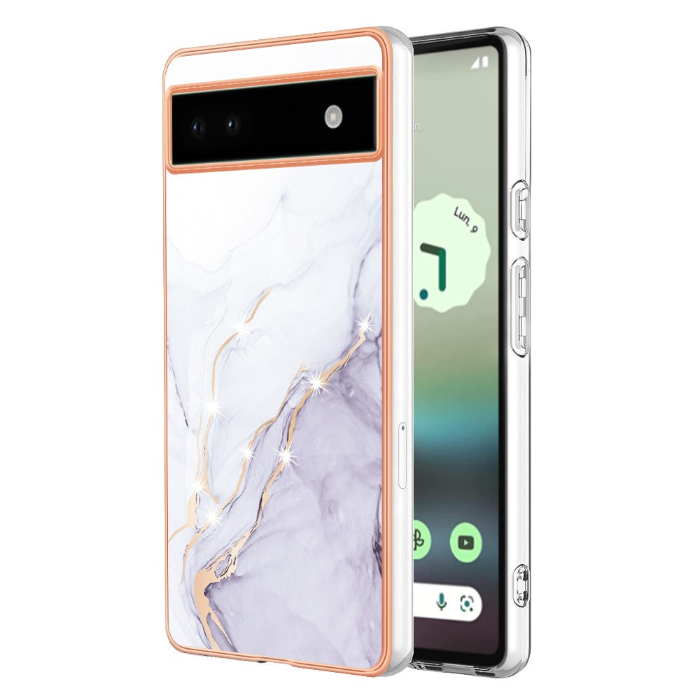 Pixel 6a Schutzhülle – Mit Marmormuster 2,0 mm Galvanik-Rückseite