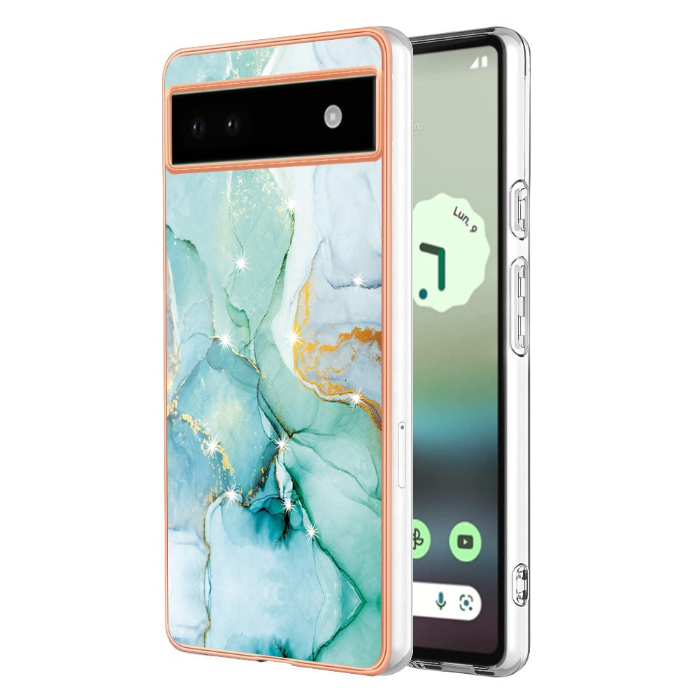 Pixel 6a Schutzhülle – Mit Marmormuster 2,0 mm Galvanik-Rückseite