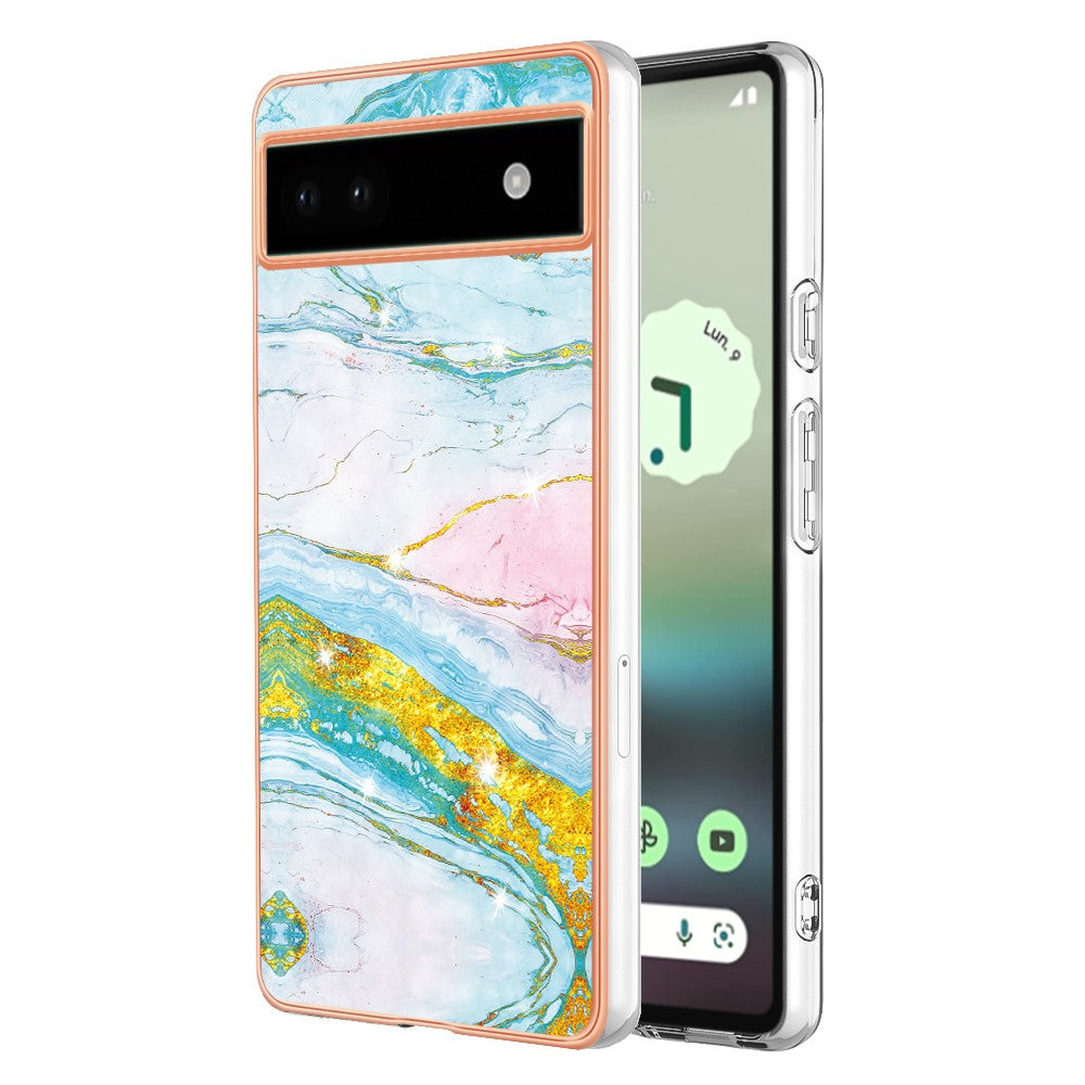 Pixel 6a Schutzhülle – Mit Marmormuster 2,0 mm Galvanik-Rückseite