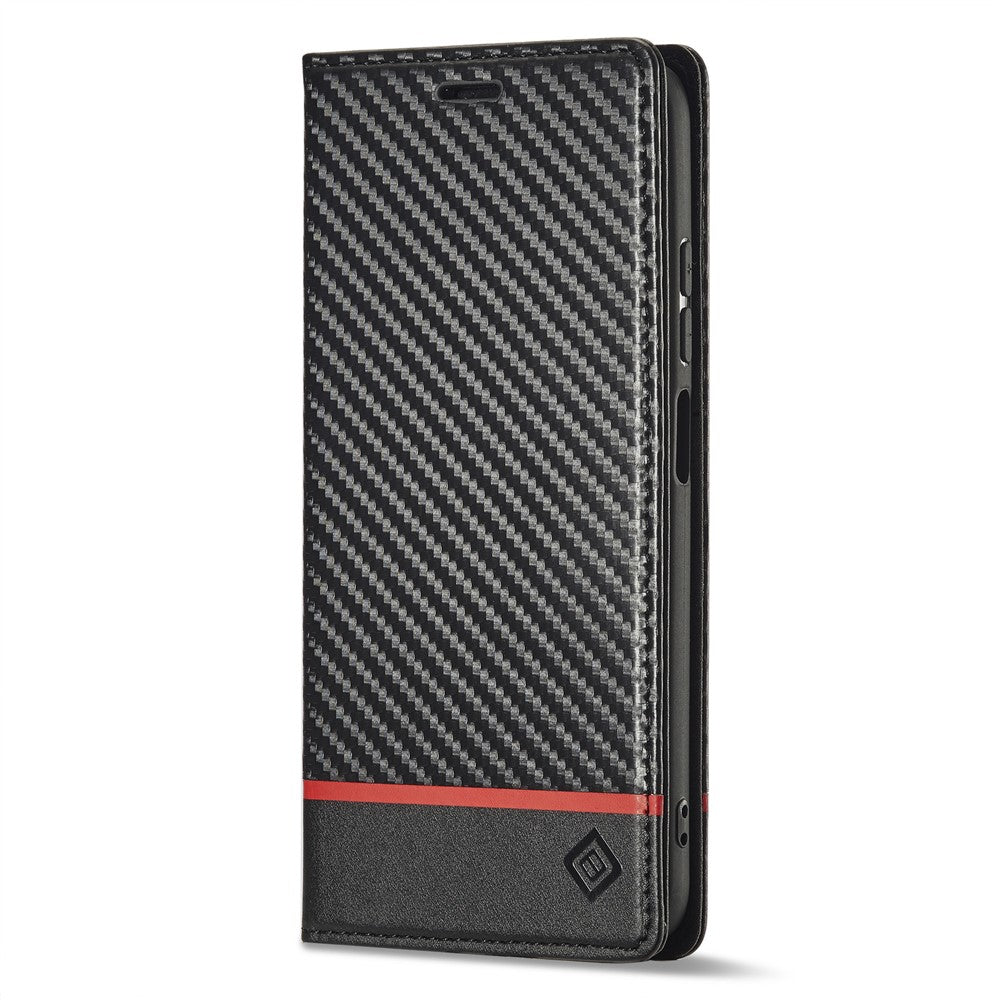 LC.IMEEKE For Xiaomi Redmi Note 12 Pro 4G / Note 11 Pro 4G (Mediatek) / 5G (Qualcomm) Carbon Fiber Texture Stand Cover PU Leather Wallet Phone Case