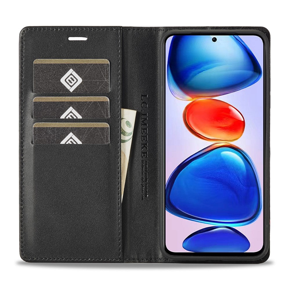 LC.IMEEKE For Xiaomi Redmi Note 12 Pro 4G / Note 11 Pro 4G (Mediatek) / 5G (Qualcomm) Carbon Fiber Texture Stand Cover PU Leather Wallet Phone Case