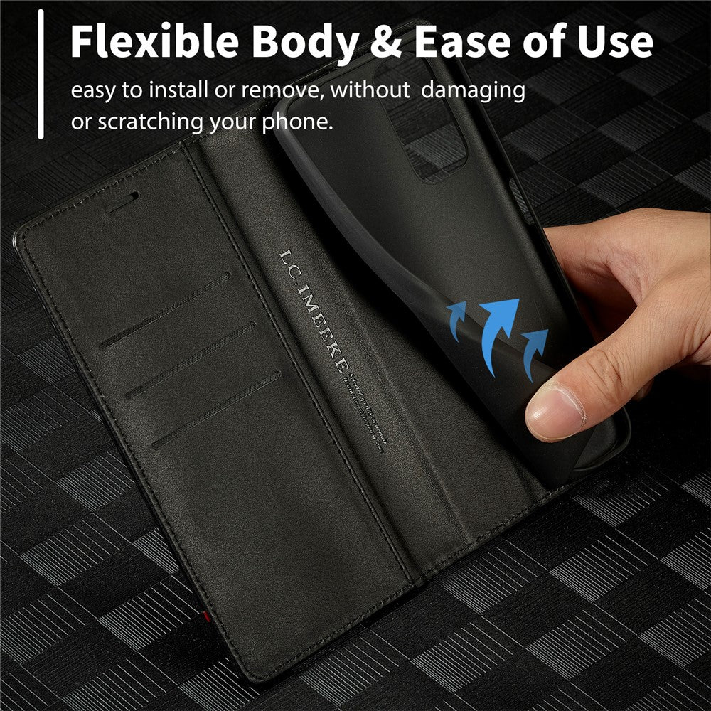 LC.IMEEKE For Xiaomi Redmi Note 12 Pro 4G / Note 11 Pro 4G (Mediatek) / 5G (Qualcomm) Carbon Fiber Texture Stand Cover PU Leather Wallet Phone Case