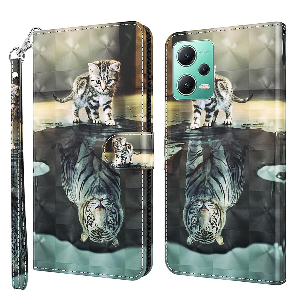 For Xiaomi Redmi Note 12 5G (China) / (India) / (Global) / Poco X5 5G Leather Phone Case 3D Pattern Printing Stand Wallet Cover