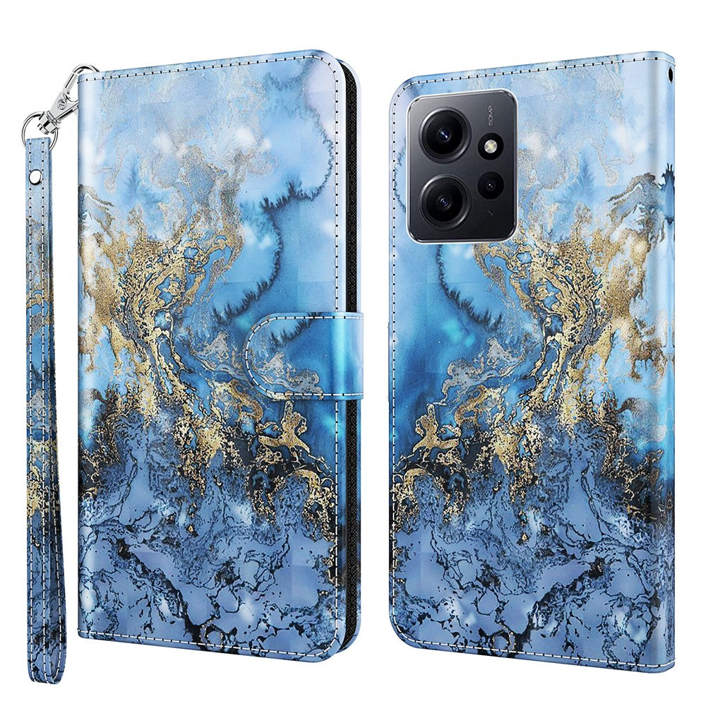 For Xiaomi Redmi Note 12 4G Wallet Leather Phone Case 3D Pattern Printing Stand Cover with Strap