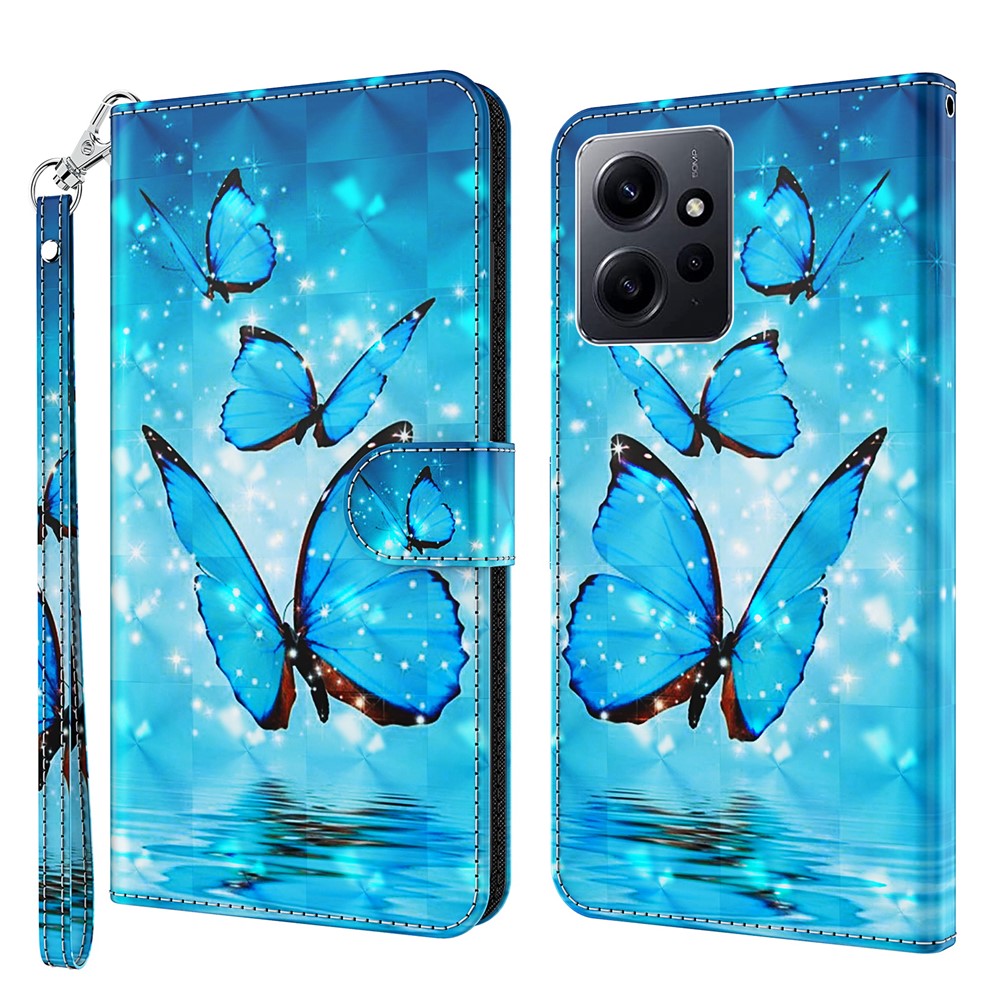 For Xiaomi Redmi Note 12 4G Wallet Leather Phone Case 3D Pattern Printing Stand Cover with Strap