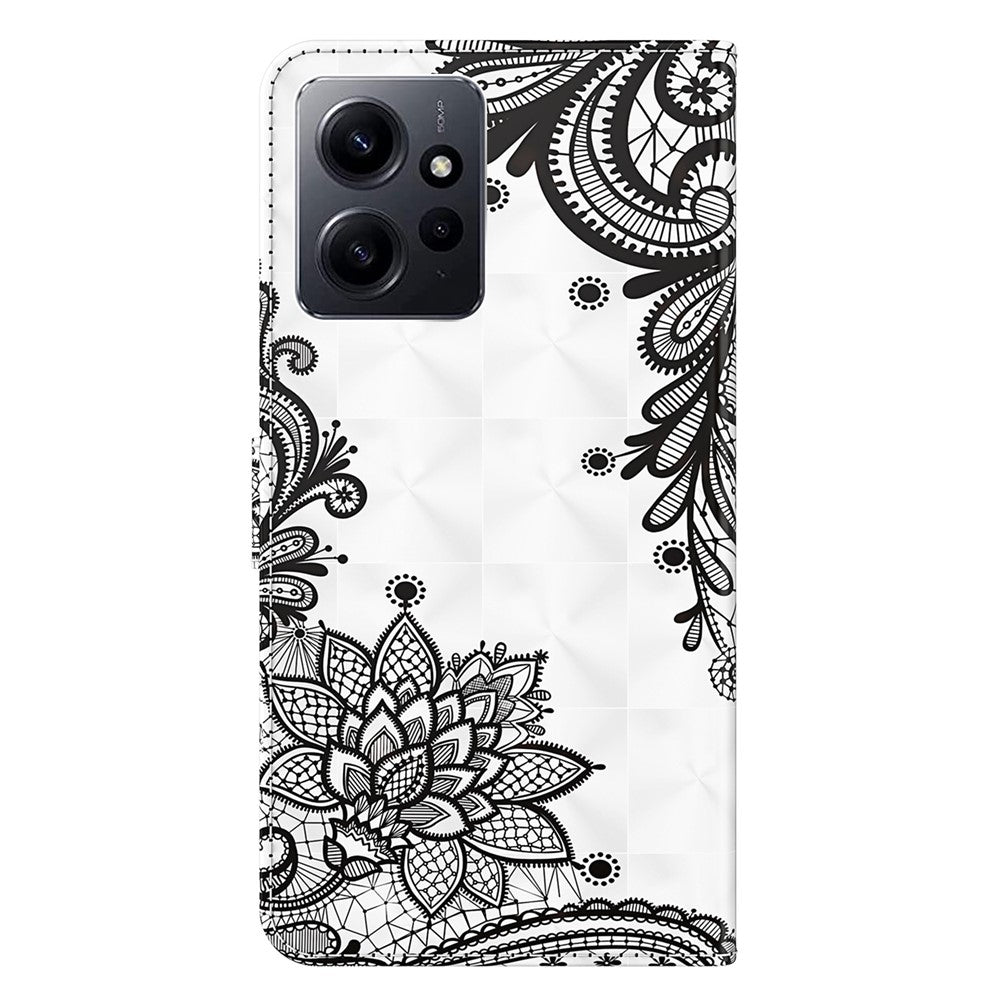 For Xiaomi Redmi Note 12 4G Wallet Leather Phone Case 3D Pattern Printing Stand Cover with Strap