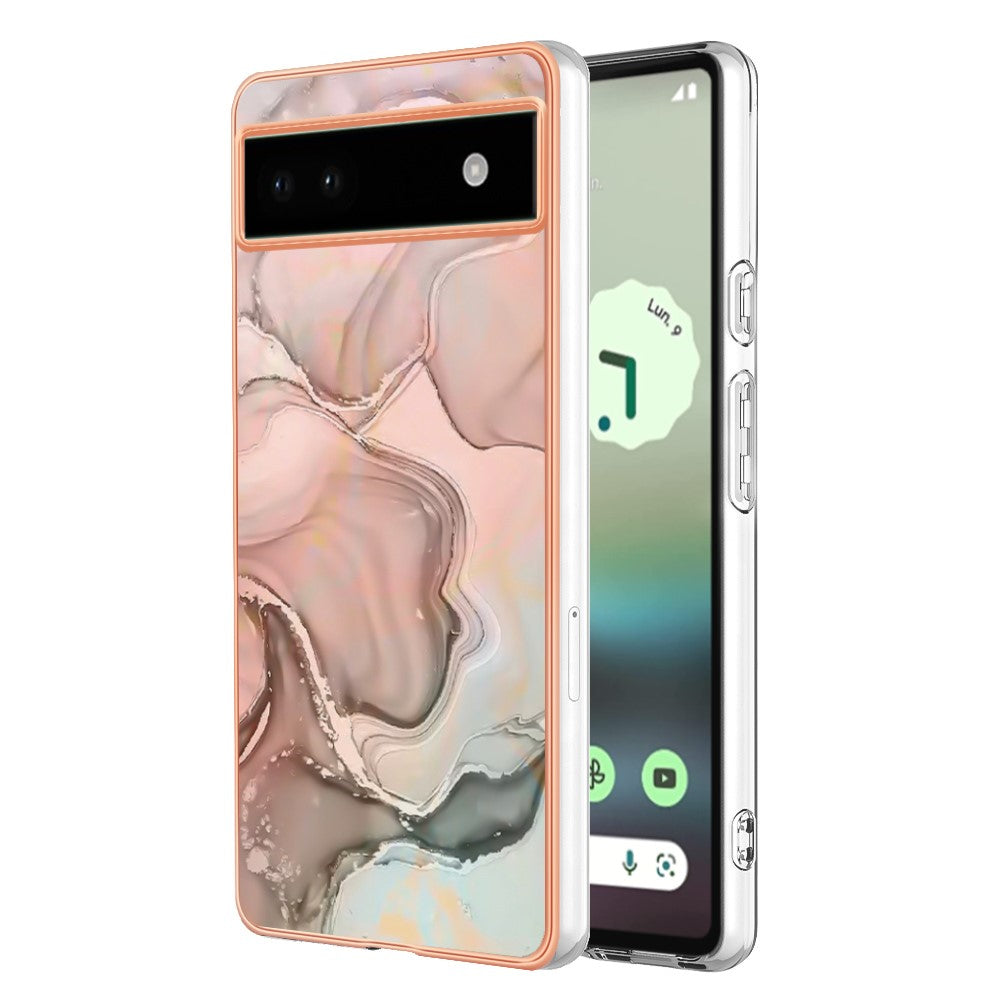 Pixel 6a Schutzhülle – Mit Marmormuster 2,0 mm Galvanik-Rückseite