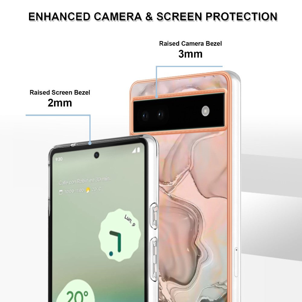 Pixel 6a Schutzhülle – Mit Marmormuster 2,0 mm Galvanik-Rückseite