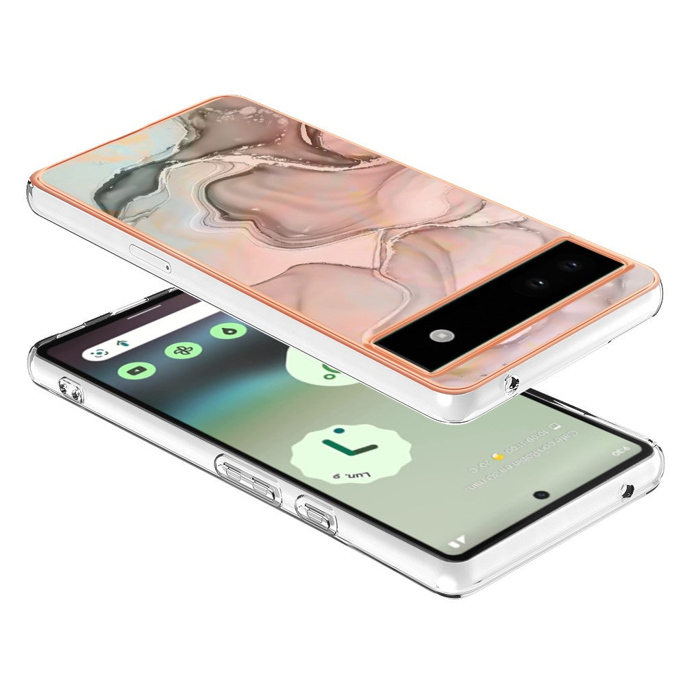 Pixel 6a Schutzhülle – Mit Marmormuster 2,0 mm Galvanik-Rückseite