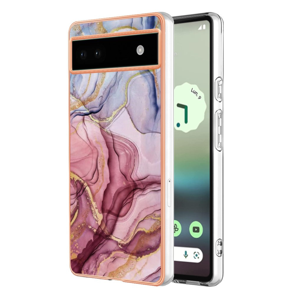 Pixel 6a Schutzhülle – Mit Marmormuster 2,0 mm Galvanik-Rückseite