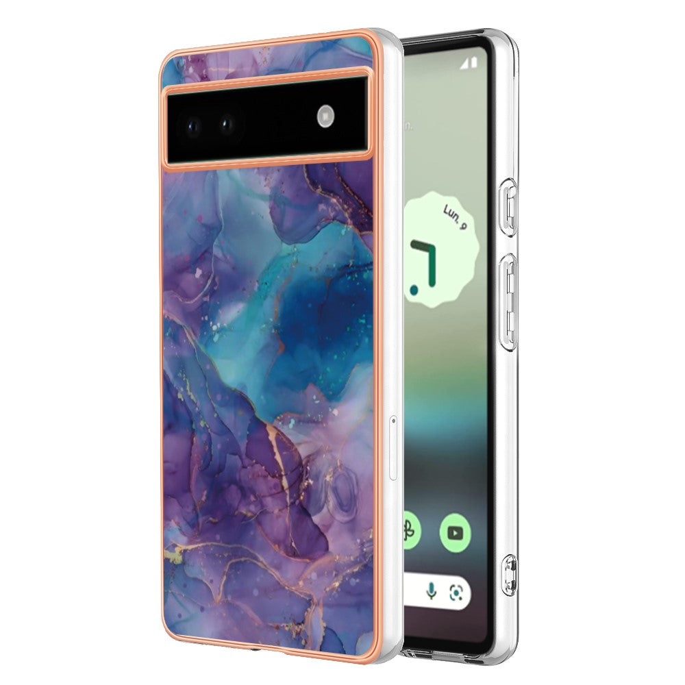 Pixel 6a Schutzhülle – Mit Marmormuster 2,0 mm Galvanik-Rückseite