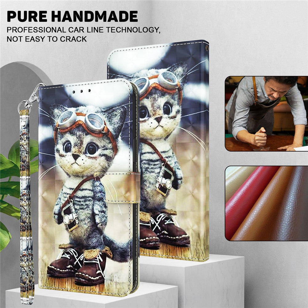 For Xiaomi 13 5G PU Leather Wallet Phone Case 3D Pattern Printing Phone Cover with Strap