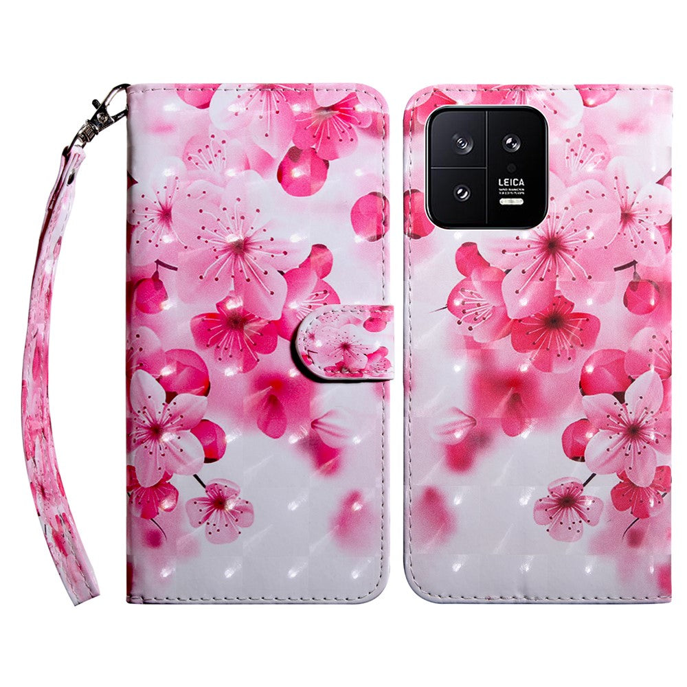 For Xiaomi 13 5G PU Leather Wallet Phone Case 3D Pattern Printing Phone Cover with Strap