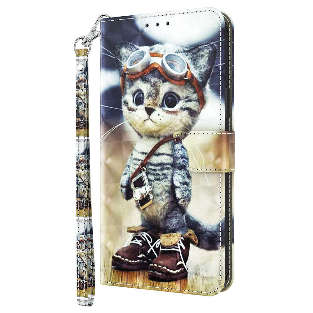 PU Leather Flip Cover for Xiaomi 13 Lite / Civi 2 Wallet Phone Case 3D Pattern Printing Phone Shell with Strap