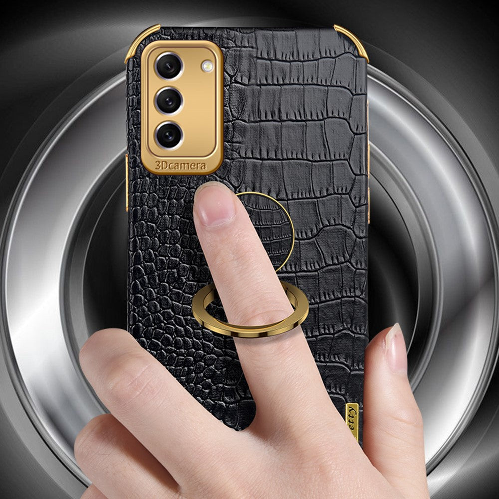 Galaxy S23 Handyhülle – in Krokodil-Optik, veredeltem Rahmen & Ständer