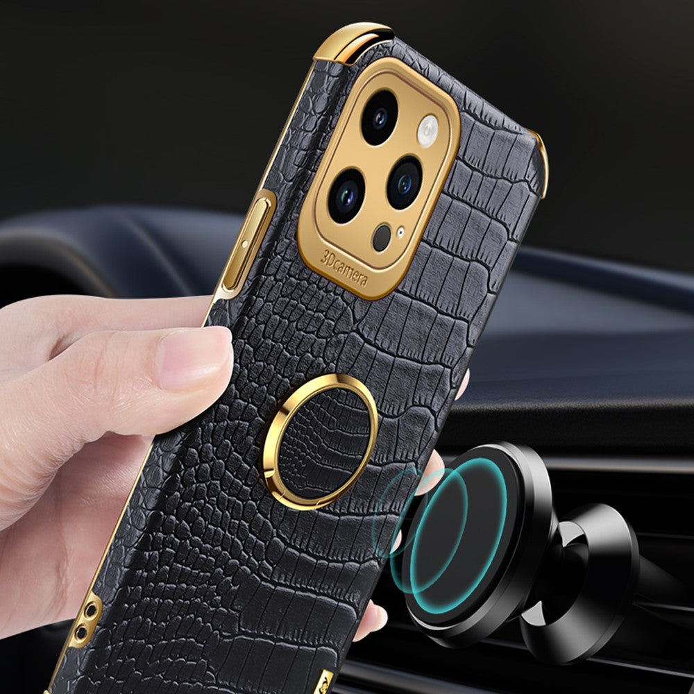 iPhone 13 Pro Max Handyhülle – in Krokodil-Optik, veredeltem Rahmen & Ständer
