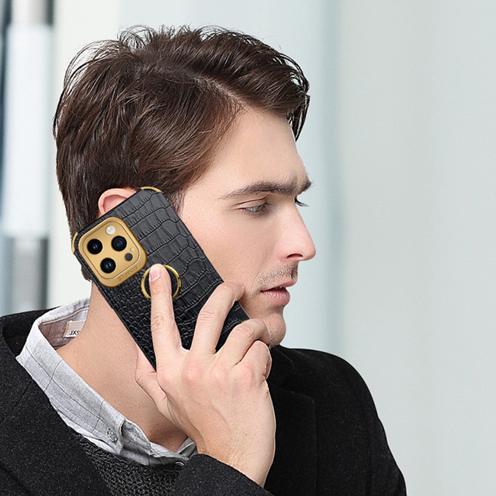 iPhone 13 Pro Max Handyhülle – in Krokodil-Optik, veredeltem Rahmen & Ständer