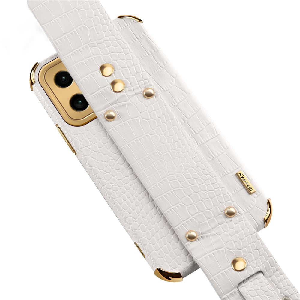 For Xiaomi 13 Pro 5G Wristband Kickstand Phone Case Leather Coated TPU Electroplating Cover