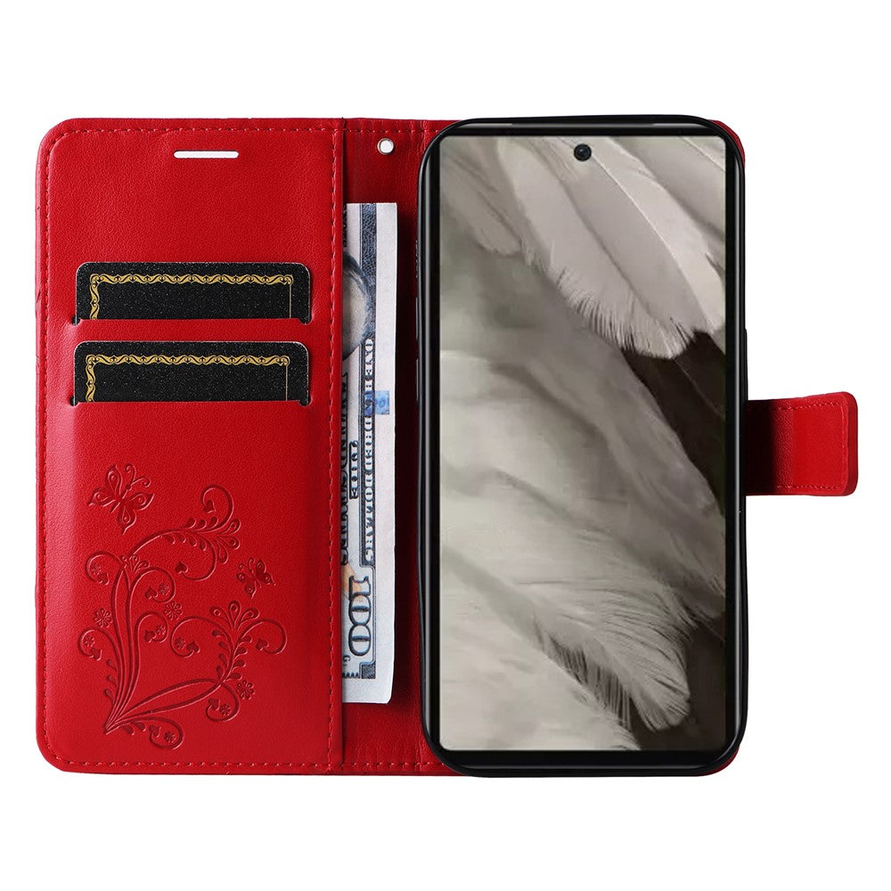 Pixel 7a Wallet-Hülle – Schmetterling Aufgedruckt & Mit Ständer und Riemen
