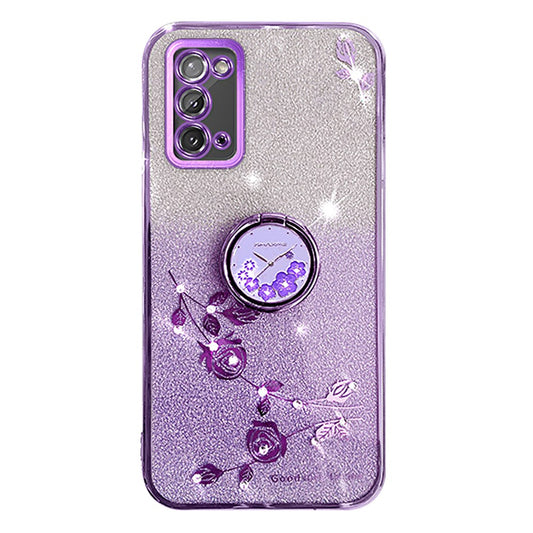 Galaxy A31 Glitzer-Hülle – Weich, mit Blumenmuster & Ringständer