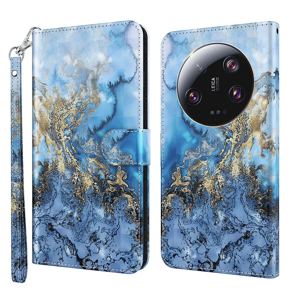 For Xiaomi 13 Ultra 3D Pattern Printing Leather Phone Case Wallet Stand Cover with Strap