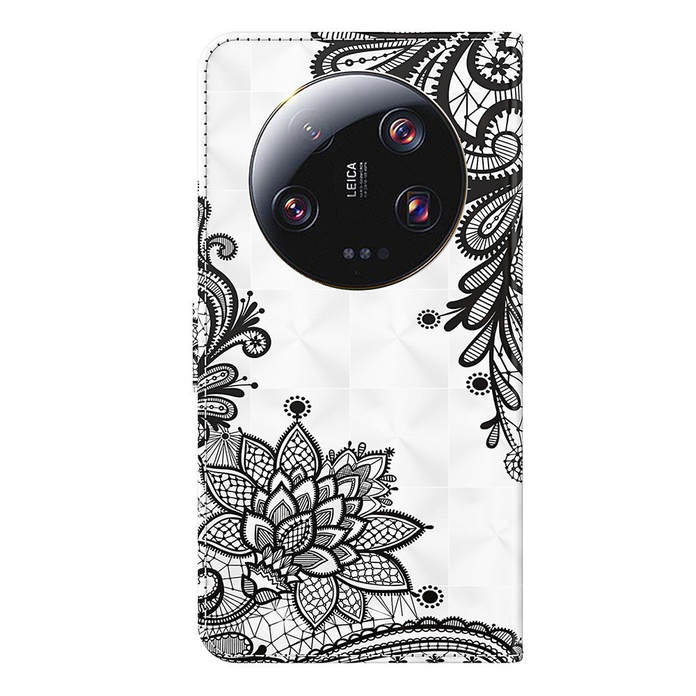 For Xiaomi 13 Ultra 3D Pattern Printing Leather Phone Case Wallet Stand Cover with Strap